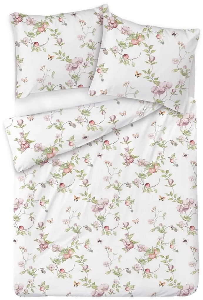 Matex Pościel satynowa Kwiat jabłoni, 140 x 200 cm, 70 x 90 cm
