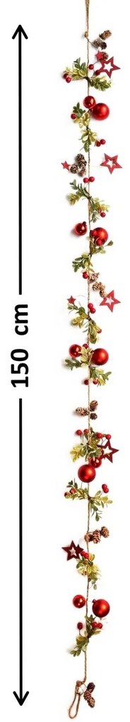 Girlanda świąteczna Nature czerwony, 150 cm