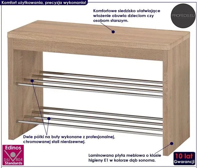 Stojak na buty do przedpokoju Xemir - dąb sonoma