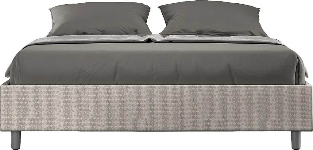 Łóżko wyposażone w stelaż z listwami tapicerowane 160x200 tkaniny Labirinto 01 Biały Azelia