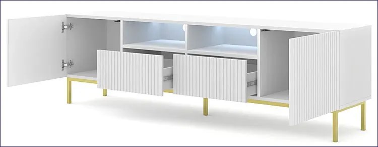 Biała szafka rtv z lamelami 200 cm - Melis 11X