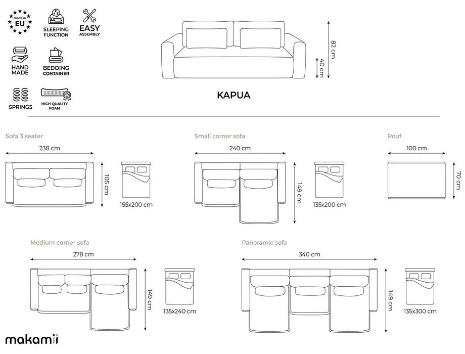 Beżowy aksamitny podnóżek Kapua – Makamii