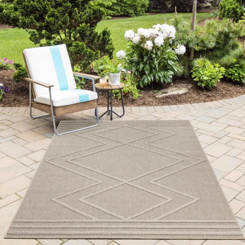 Dywan zewnętrzny sznurkowy Patara Aztecki beżowy 200 cm x 290 cm