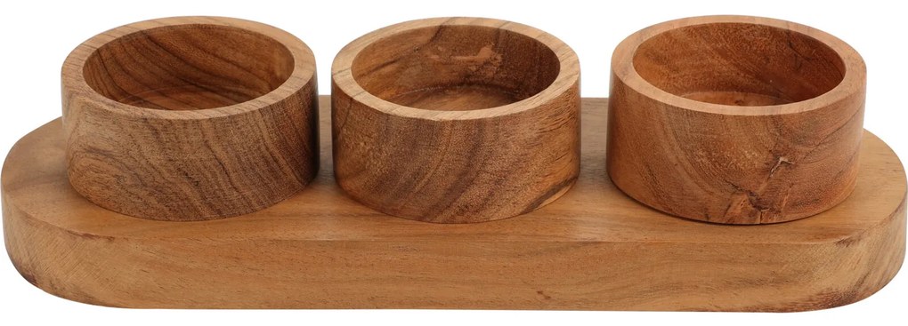 Zestaw do serwowania przekąsek, drewno akacji, 28 x 10 x 6 cm