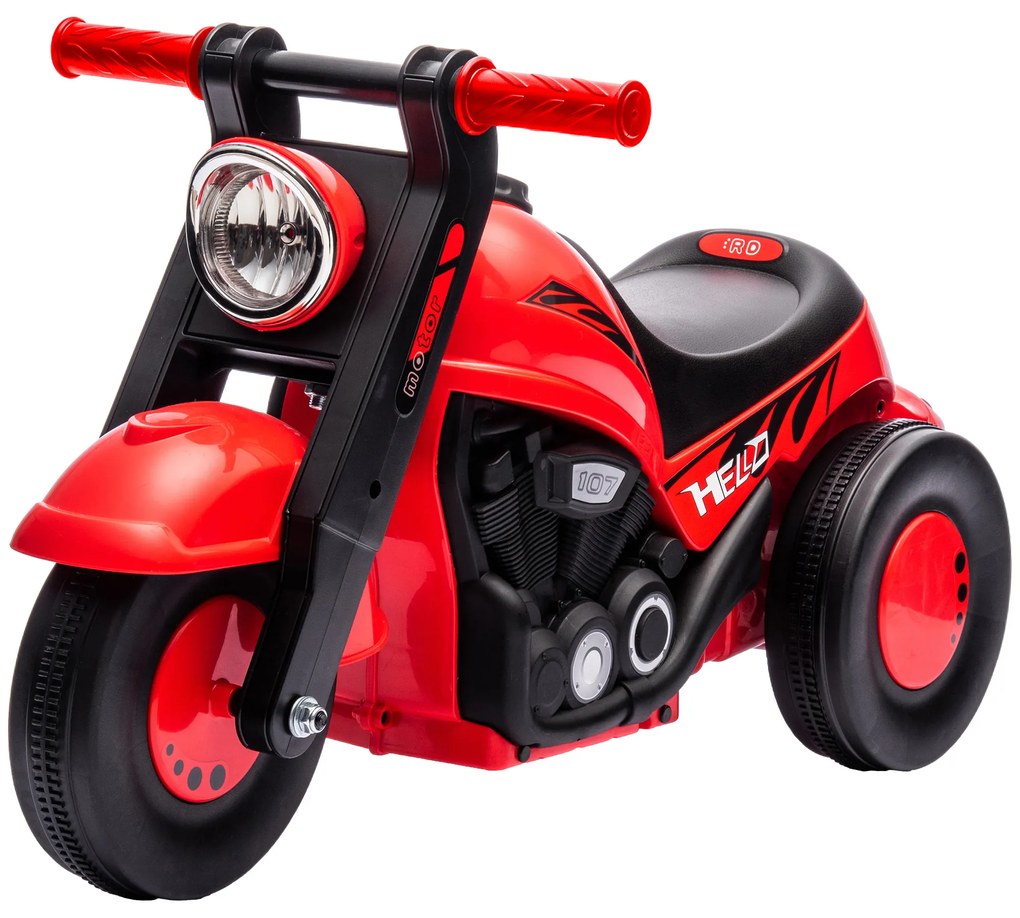 AIYAPLAY Pojazd na biegunach, Motocyklowy design, Muzyka i bańki mydlane, dla dzieci 2-5 lat, Czerwony