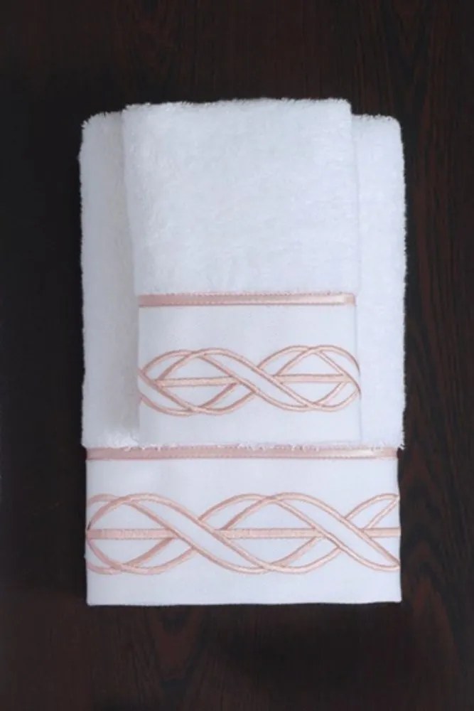 Ręcznik VITA 50x100 cm Biały / beżowy haft