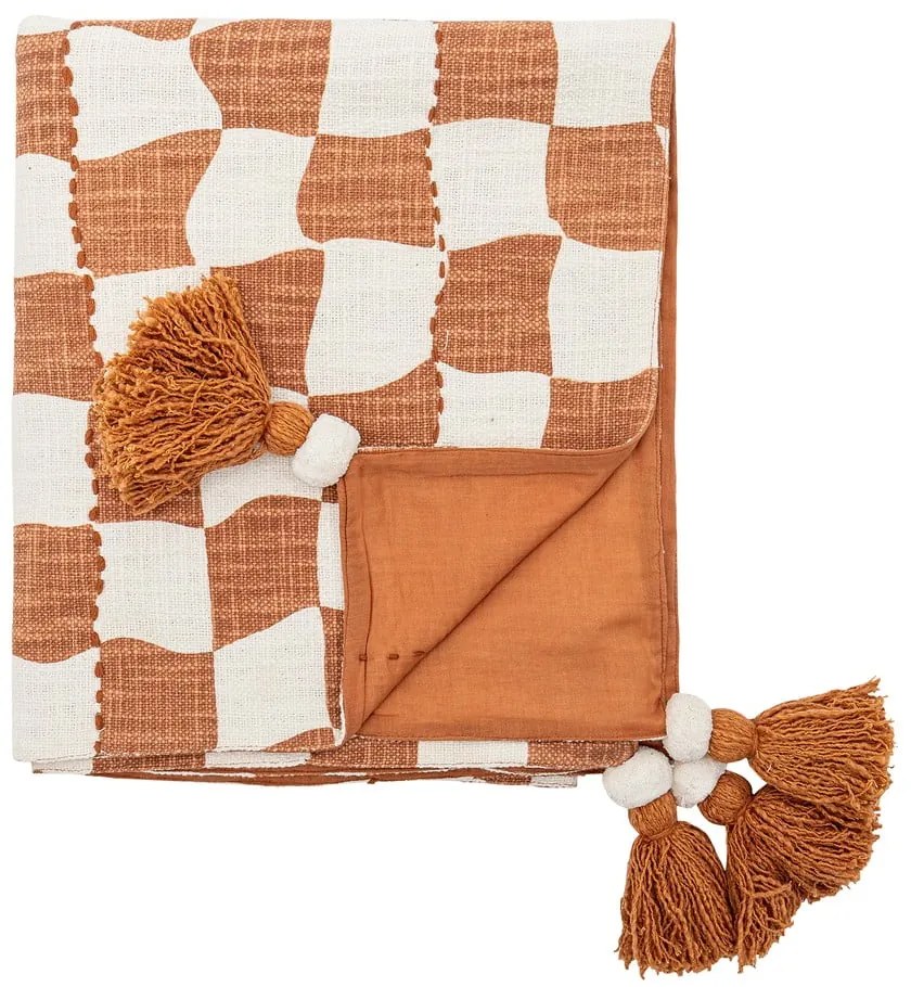 Brązowo-beżowy bawełniany koc 130x150 cm Chola – Bloomingville