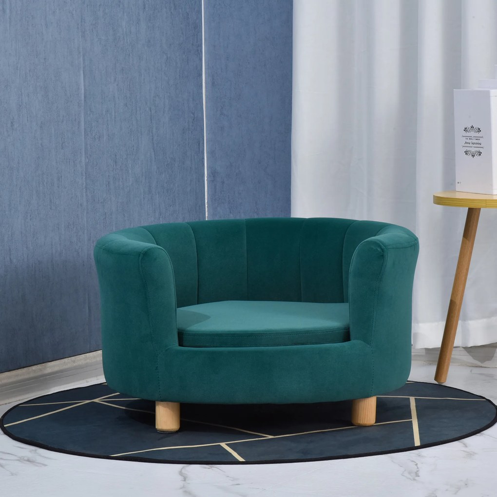 PawHut Sofa dla psa z miękkim obiciem okrągłe legowisko dla psa sofa dla zwierząt domowych z drewnianymi nogami