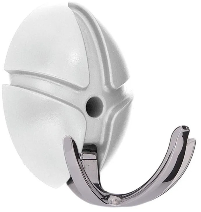 Biały/w kolorze srebra z połyskiem ścienny plastikowy haczyk Tick – Spinder Design