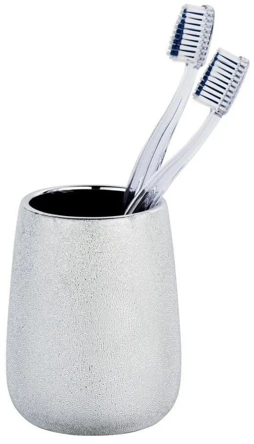 Kubek ceramiczny na szczoteczki do zębów w srebrnej barwie Wenko Glimma