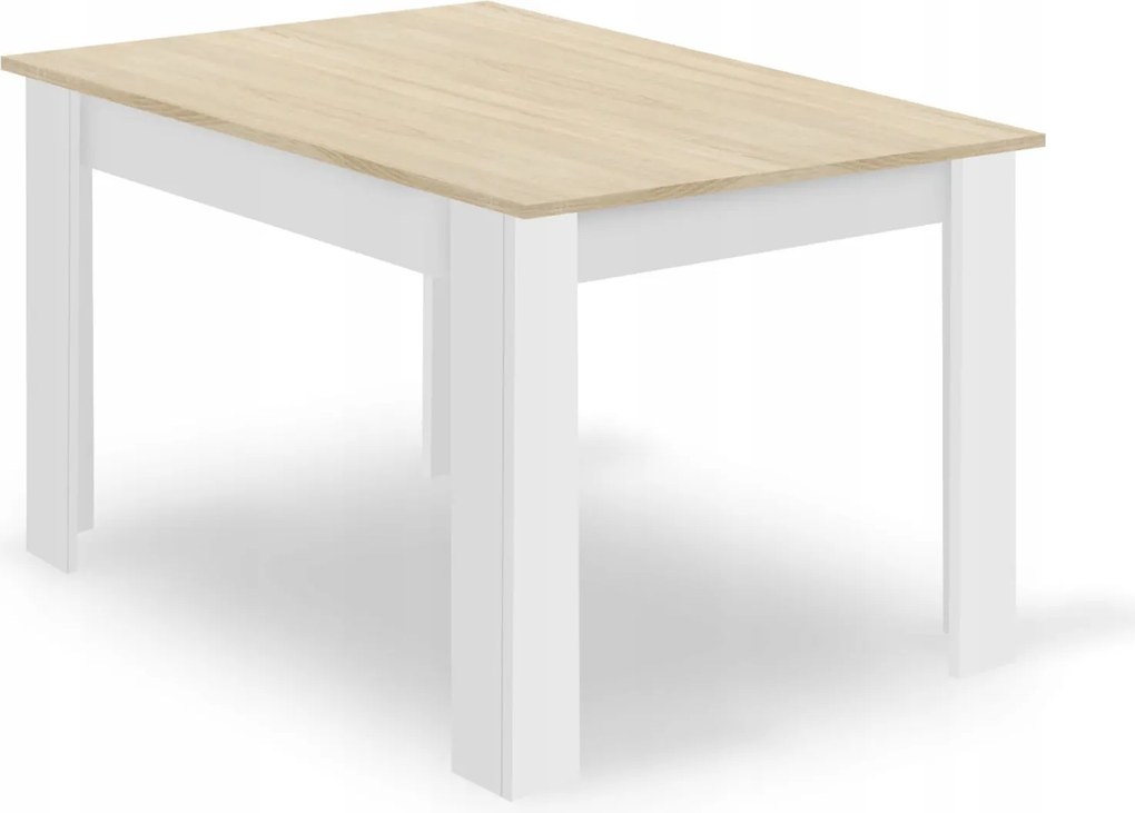 Zestaw stół i 4 krzesła Savio 078, 120x80 cm, dąb sonoma/biały, krzesła białe