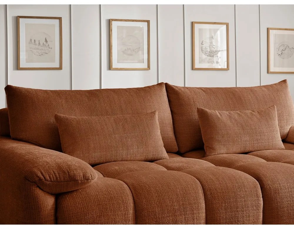 Ceglasta sofa z tkaniny szenilowej 264 cm Ivane – Bobochic Paris