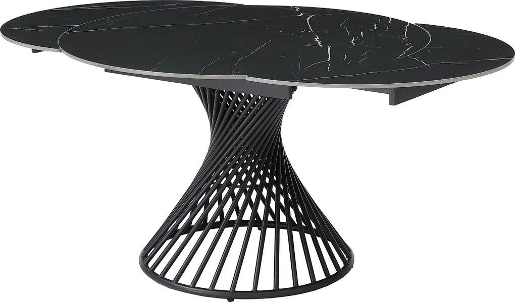 Stół do jadalni rozkładany dla 4 do 8 osób z ceramiki i metalu - Efekt czarnego marmuru - CASTINA