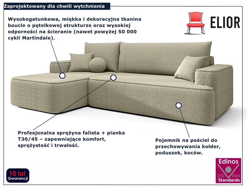 Ciemnobeżowy tapicerowany narożnik z pojemnikiem E4-N54