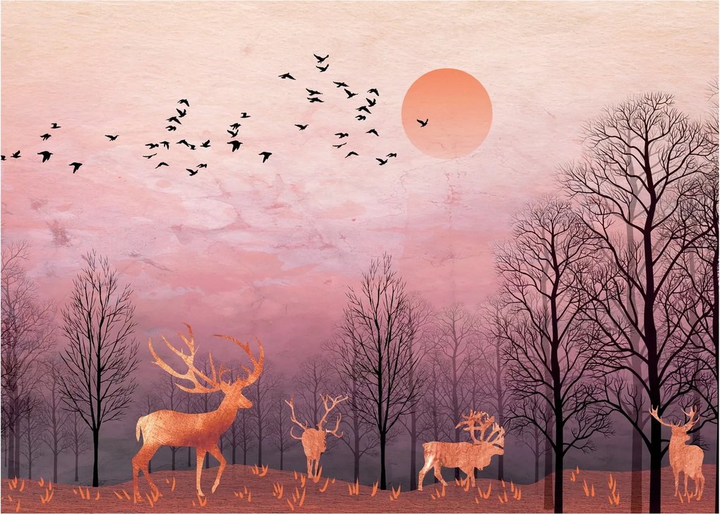 Zdjęcie - Jeleń w blasku zachodzącego słońca (70x50 cm)