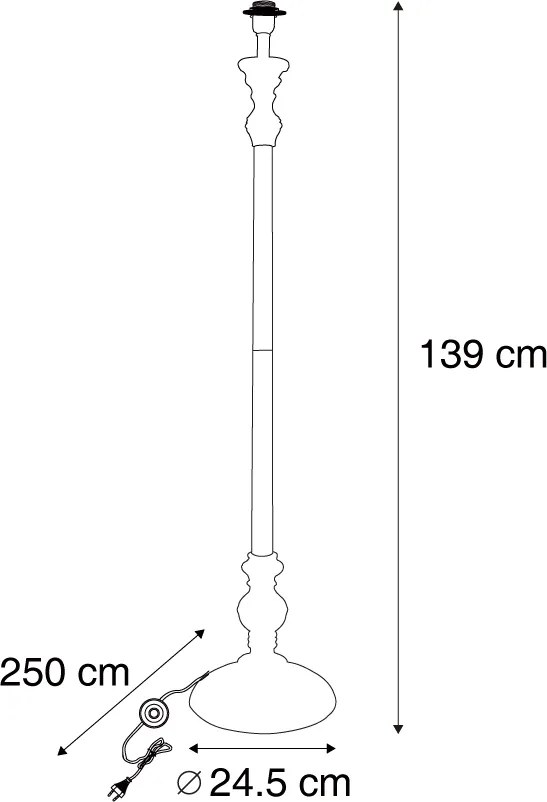 Klasyczna lampa podłogowa czarna bez klosza - Classico