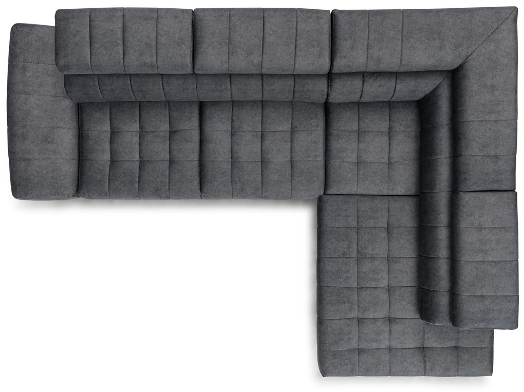 Narożnik prawostronny Valoris L z funkcją spania - grafitowy welur hydrofobowy Zetta 305