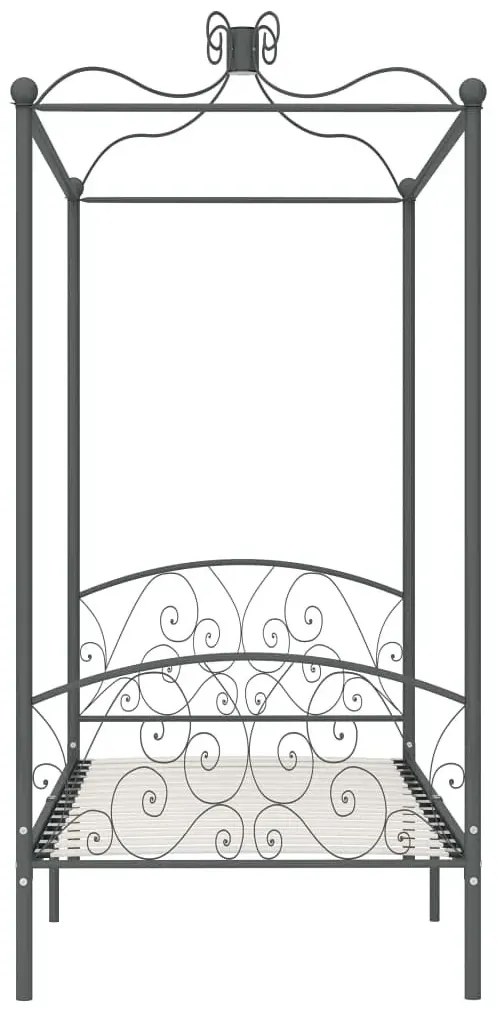 Szare pojedyncze łóżko metalowe 90x200 cm K4-M49