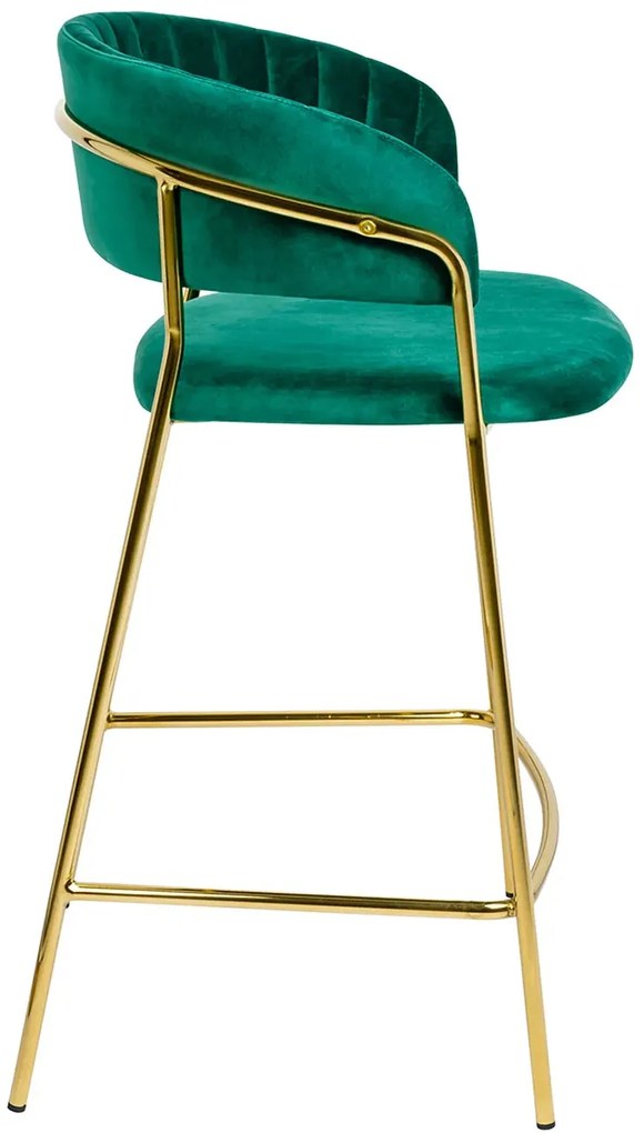 Zielony tapicerowany hoker welurowy glamour z oparciem B8-W18