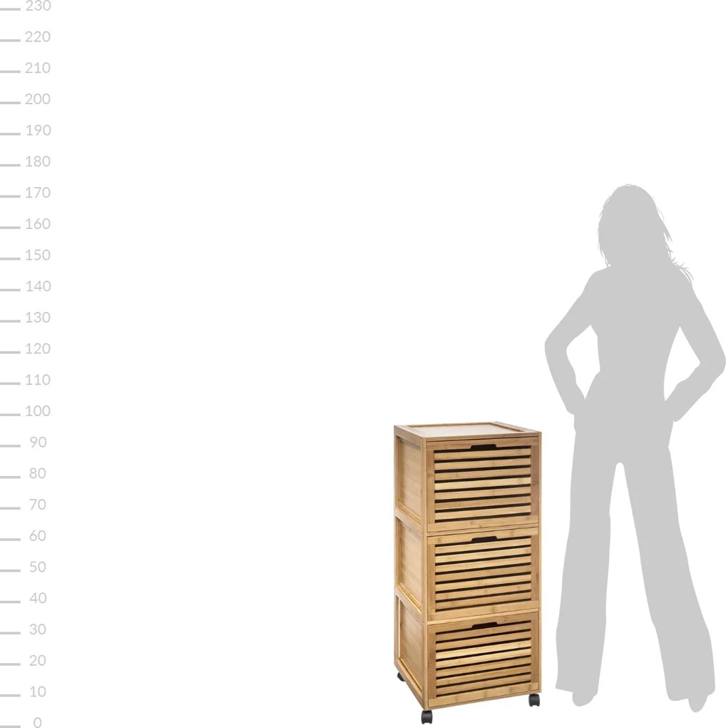 Regał łazienkowy z 3 szufladami BAMBOU, 41 x 93 cm, bambusowy