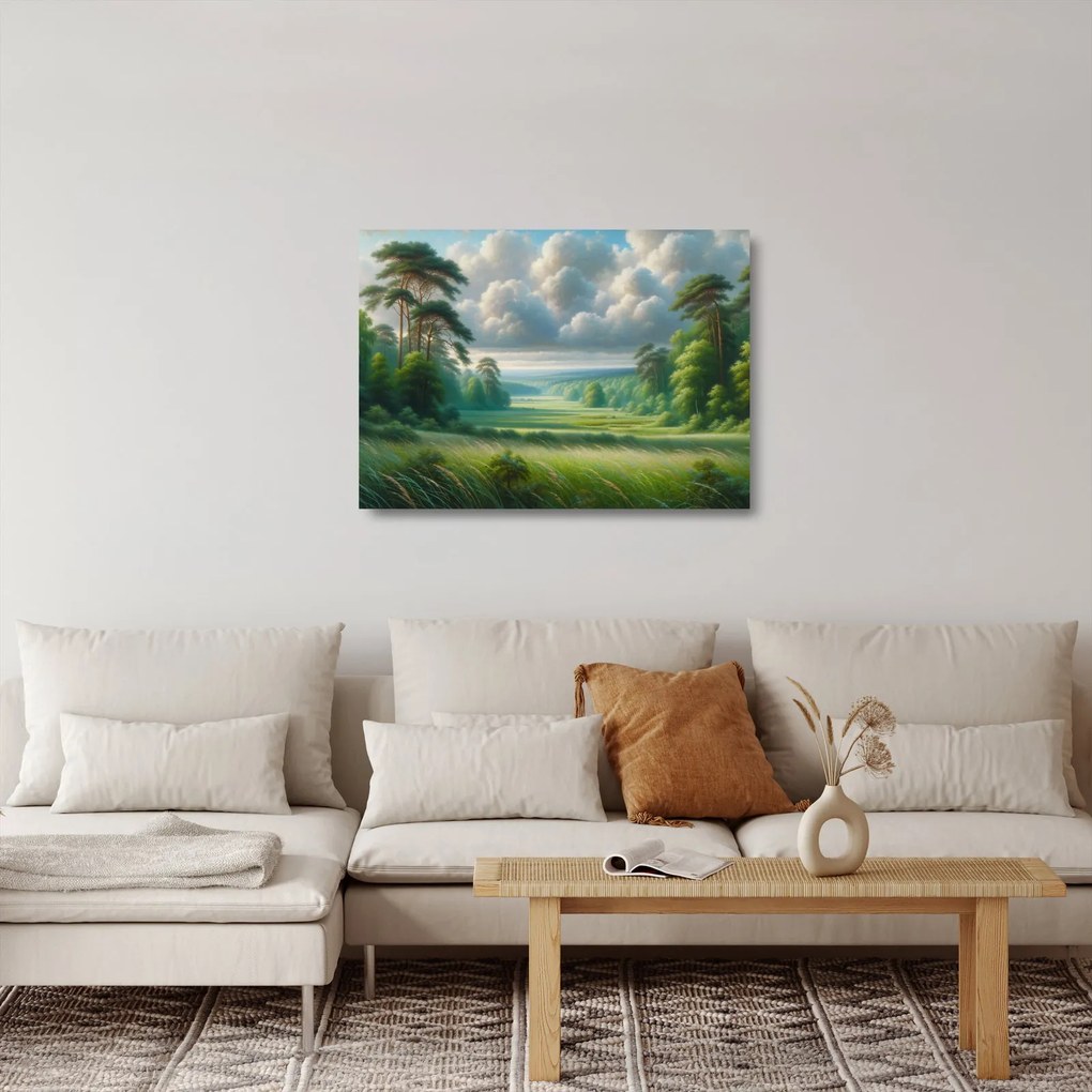 Obraz na szkle - Zielony krajobraz (70x50 cm)