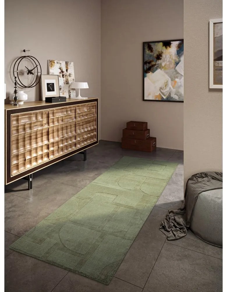 Zielony wełniany chodnik tkany ręcznie 80x250 cm Alexis – Villeroy&amp;Boch