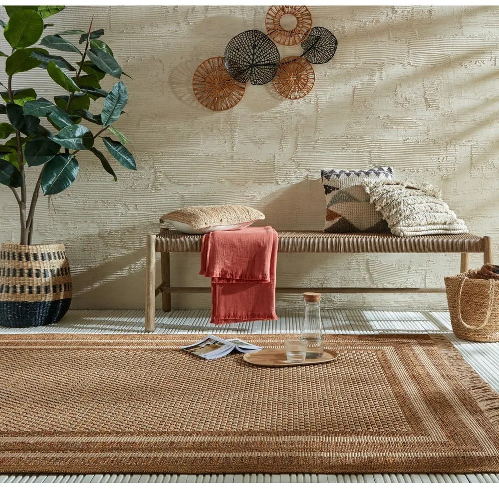 Dywan odpowiedni na zewnątrz w naturalnym kolorze 160x230 cm Layla Border – Flair Rugs