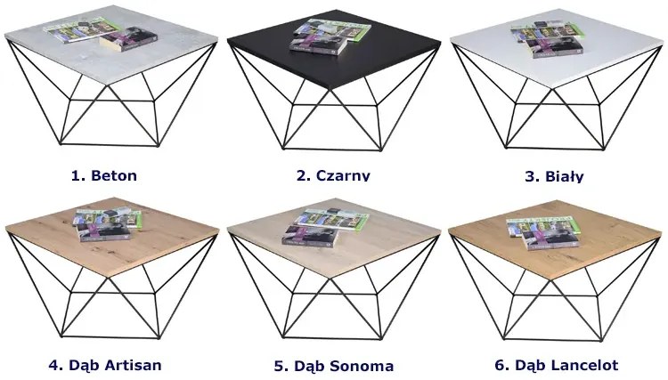 Druciany stolik kawowy beton + czarny - Mokita 4X