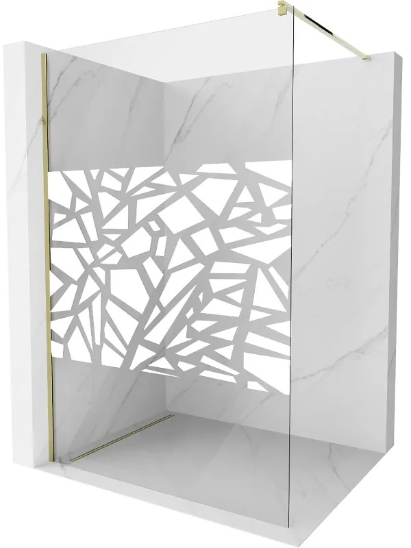 Mexen Kioto ścianka prysznicowa Walk-in 70 x 200 cm, biały wzór 8 mm, złota - 800-070-101-50-85