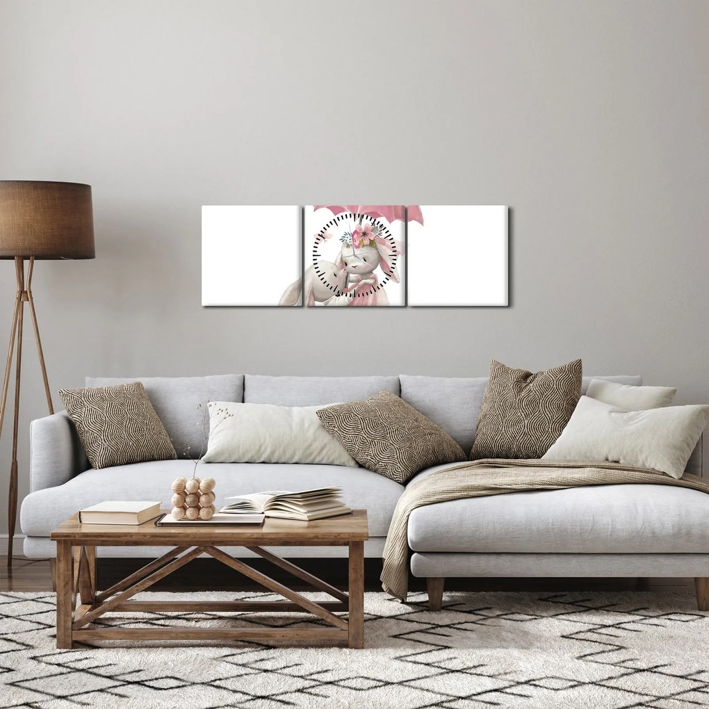 Obraz - Zwierzątko akwarelowe N⁰3 (z zegarem) (90x30 cm)