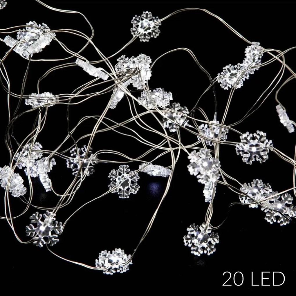 Girlanda świetlna śnieżynki, 20 LED