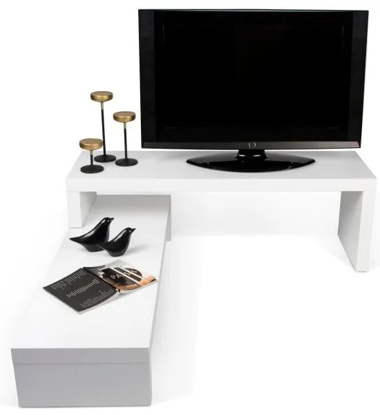 Biały stolik regulowany pod TV TemaHome Cliff Walnut