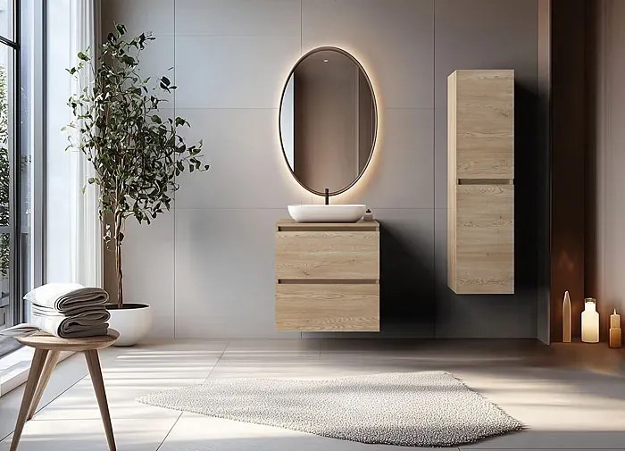 2 elementowy zestaw mebli łazienkowych jasny dąb K9-N06