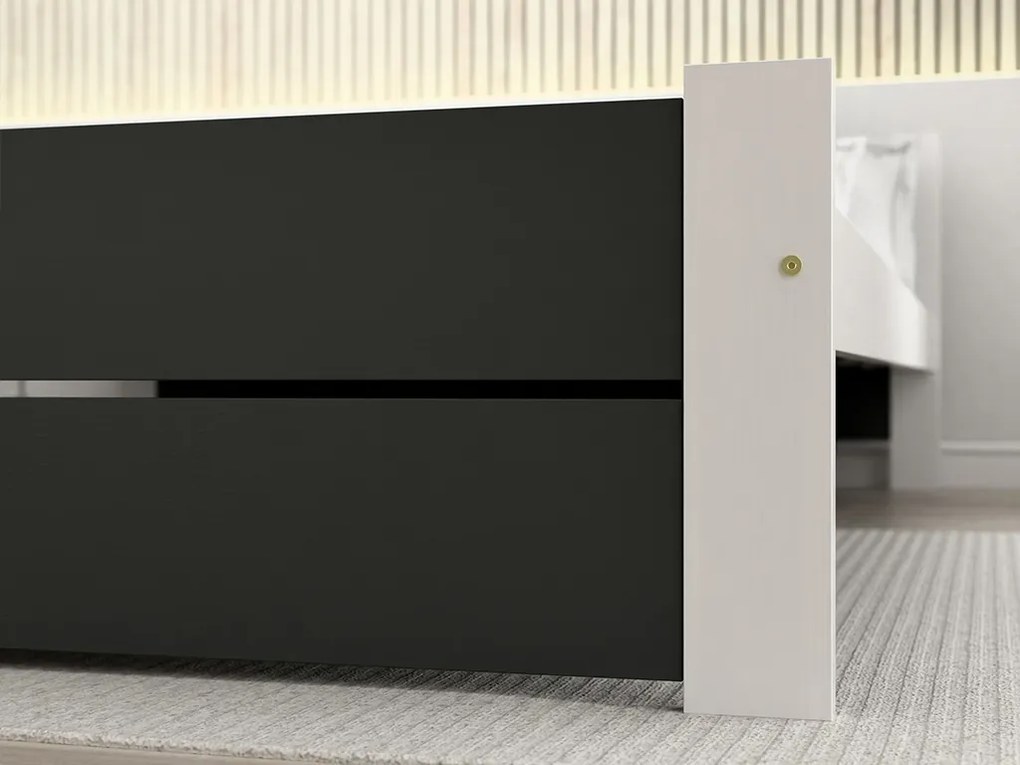 Łóżko IKAROS DOUBLE 180 x 200 cm, antracyt/biały Stelaż: Ze stelażem listwowym rolowanym elastycznym, Materac: Materac Sommera