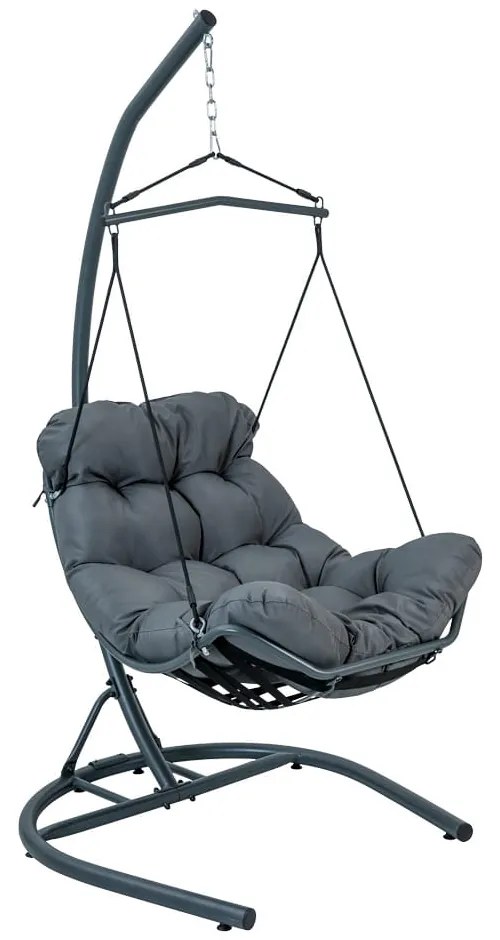 FOTEL WISZĄCY VIBE ANTRACYTOWY Z OBSZERNĄ PODUSZKĄ