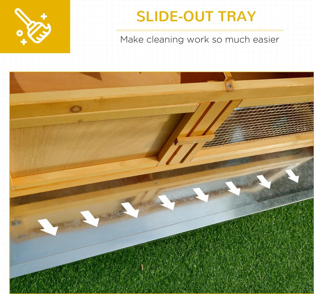 PawHut Domek dla królików z drewna z otwieranym dachem, 2 drzwiami, wysuwaną podstawą, 115x44,3x65 cm Jasnożółty | Aosom PL