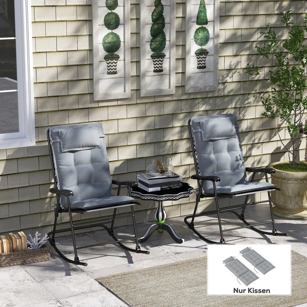 Outsunny Zestaw 2 poduszek na leżak ogrodowy Odporne na wodę 50x116x5 cm, Jasnoszary