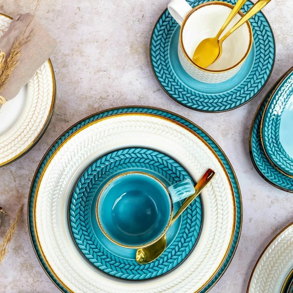 Mäser Zestaw płytkich i głębokich talerzy 8 szt. PROSPERO – turkusowy