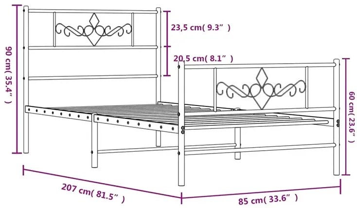 Białe metalowe łóżko pojedyncze 80x200 cm G2-K23