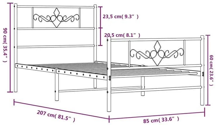 Białe metalowe łóżko pojedyncze 80x200 cm - Radina