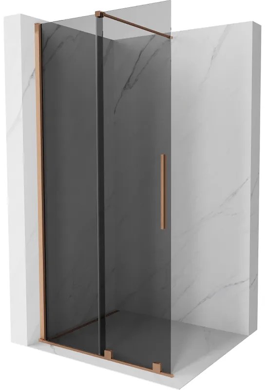 Mexen Velar ścianka prysznicowa rozsuwana Walk-in 70 x 200 cm, grafit 8 mm, miedź szczotkowana - 871-070-000-43-65