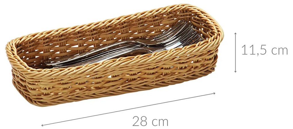 Koszyk na sztućce, pojemnik do serwowania, brązowy, 28 x 11,5 cm, Kesper