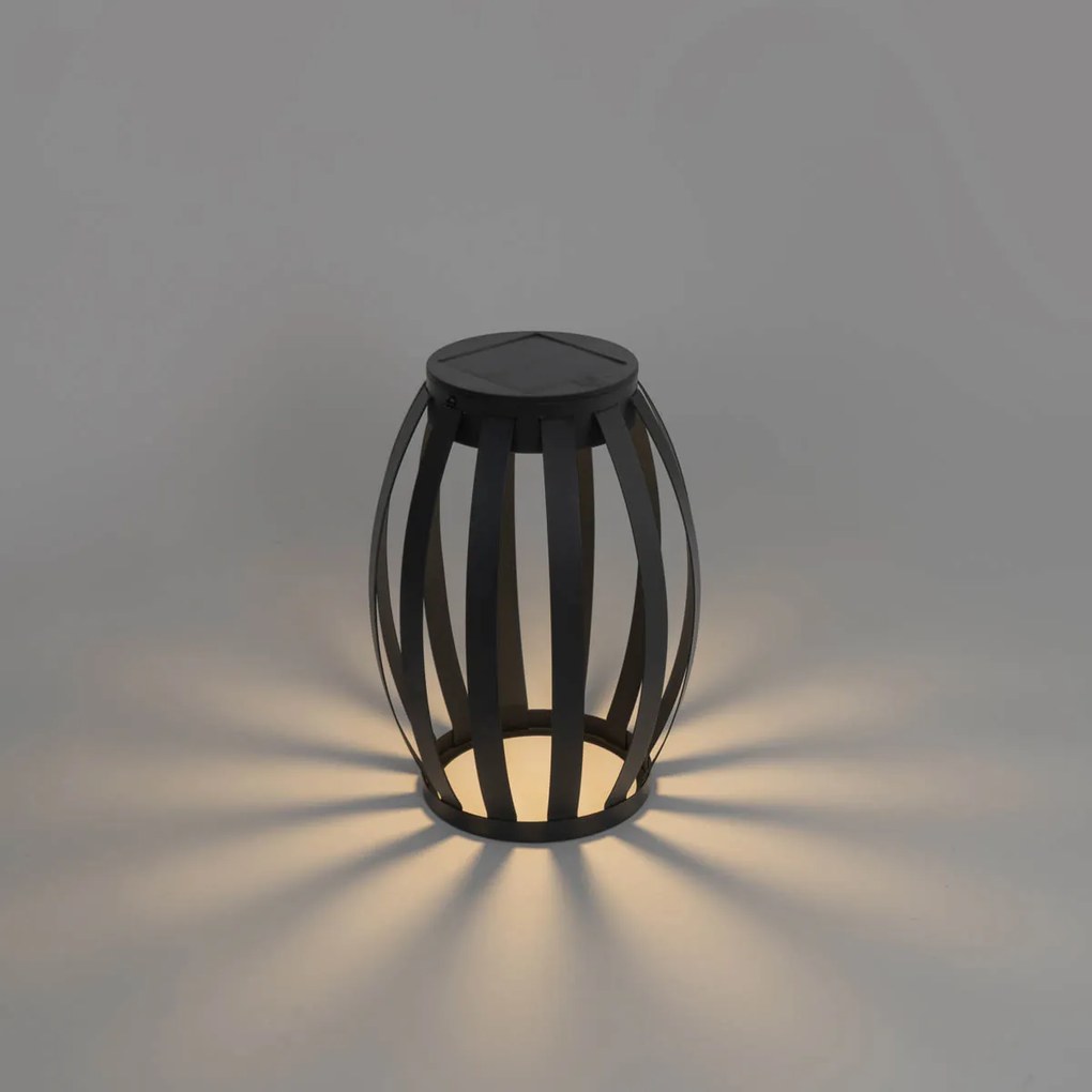Lampa stołowa zewnętrzna czarna z 3-stopniowym ściemniaczem, zasilana energią słoneczną i akumulatorowa - Sheldon