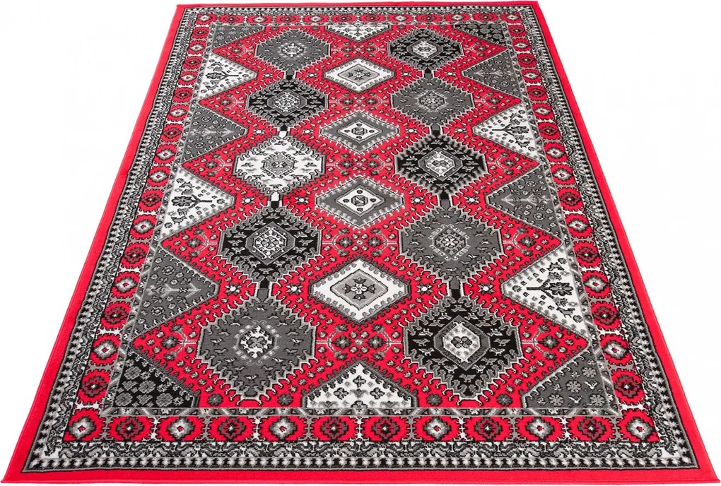 Czerwony prostokątny dywan w stylu retro H6-W60