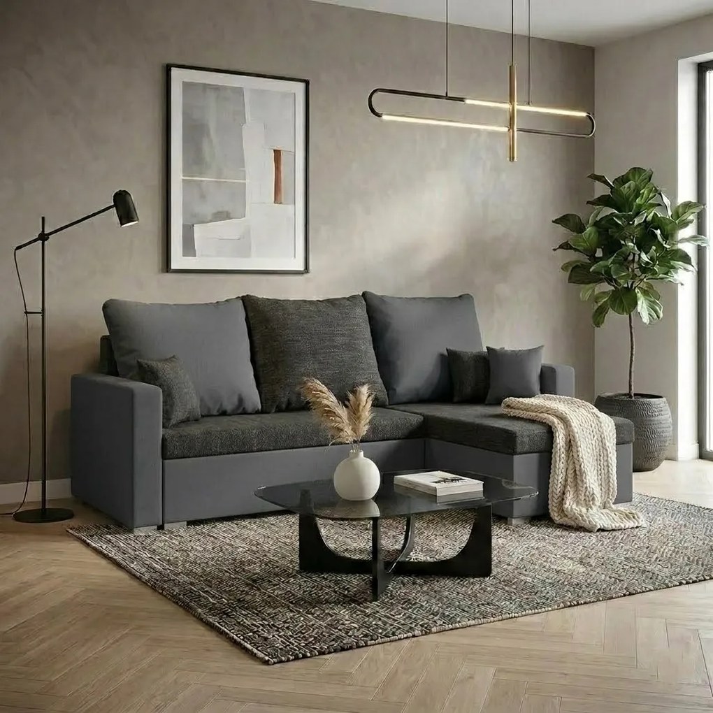 Narożnik z funkcją spania MADRIT Ciemny szary/Szary