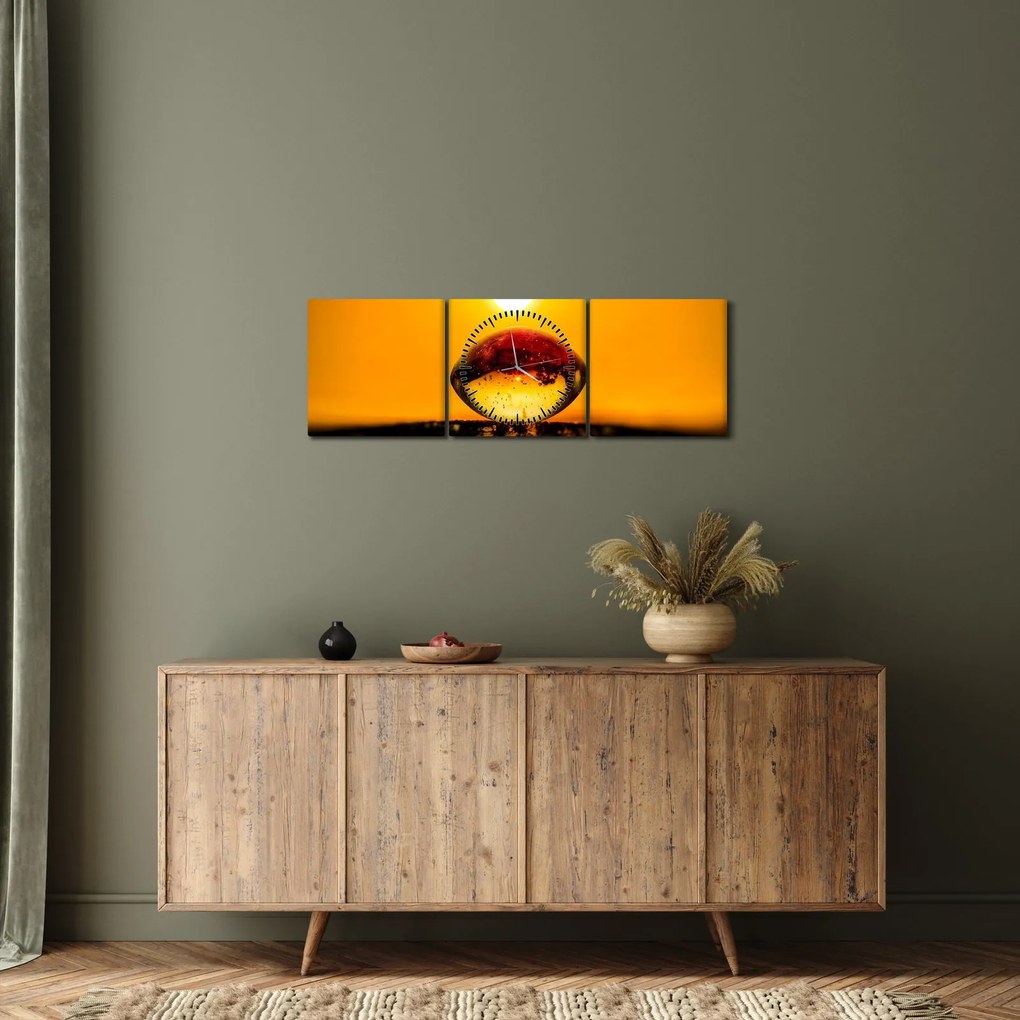Obraz szklanej kropli (z zegarem) (90x30 cm)