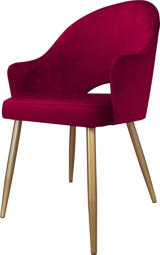 Krzesło Velvet tkanina Welur noga metalowa krzesło tapicerowane premium : Kolor nogi - Złota stożek, Kolor tkaniny - VELVET - MG31, Typ siedziska - Siedzisko stałe
