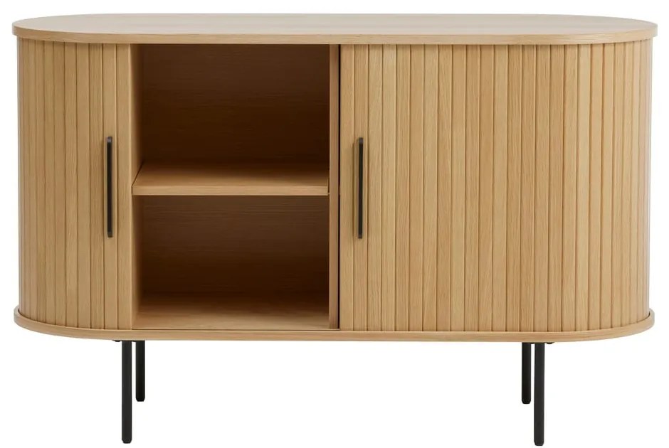 Komoda w dekorze dębu z drzwiami przesuwnymi w naturalnym kolorze 120x76x45 cm Nola – Unique Furniture