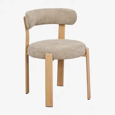 Zestaw 2 Tapicerowanych Krzeseł Jadalnianych Z Żelaza Jolie Brązowy Naturalne Drewno & Brązowa Szenila Pszeniczna - Sklum