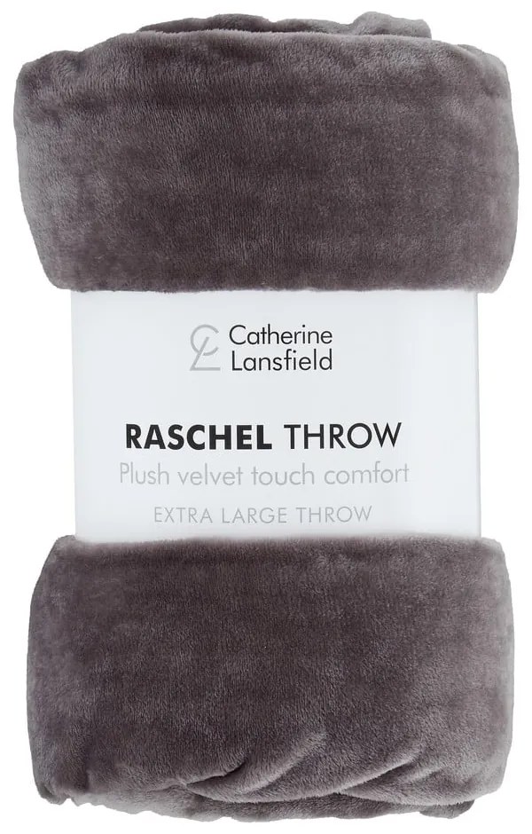 Ciemnoszary koc z mikropluszu 130x170 cm Raschel Velvet – Catherine Lansfield